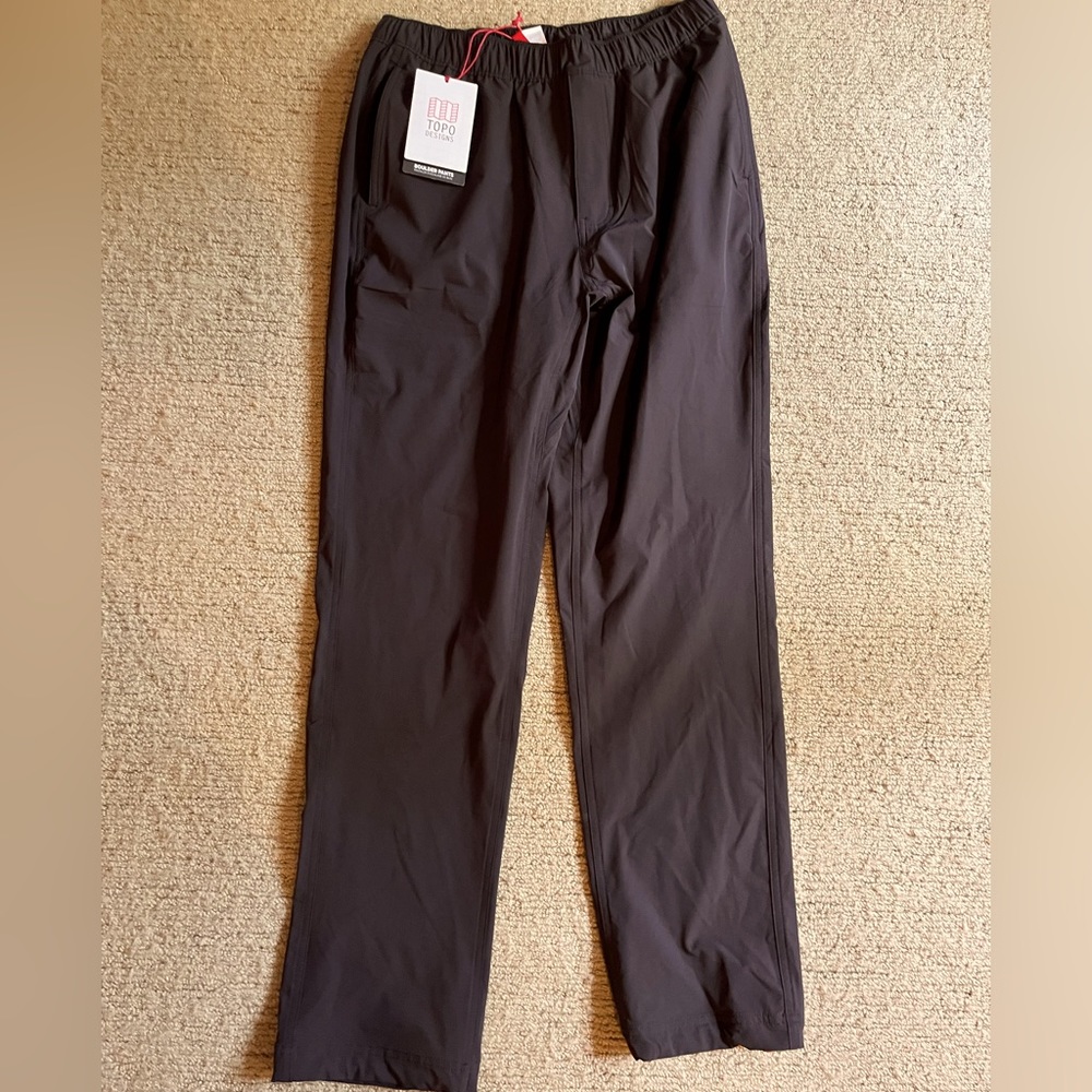New mens Topo Designs Boulder Tech Stretch Pants Black Medium